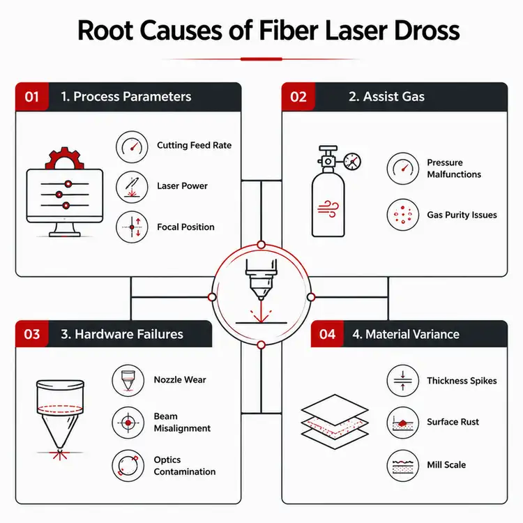 Root Causes of Dross in Fiber Laser Cutting