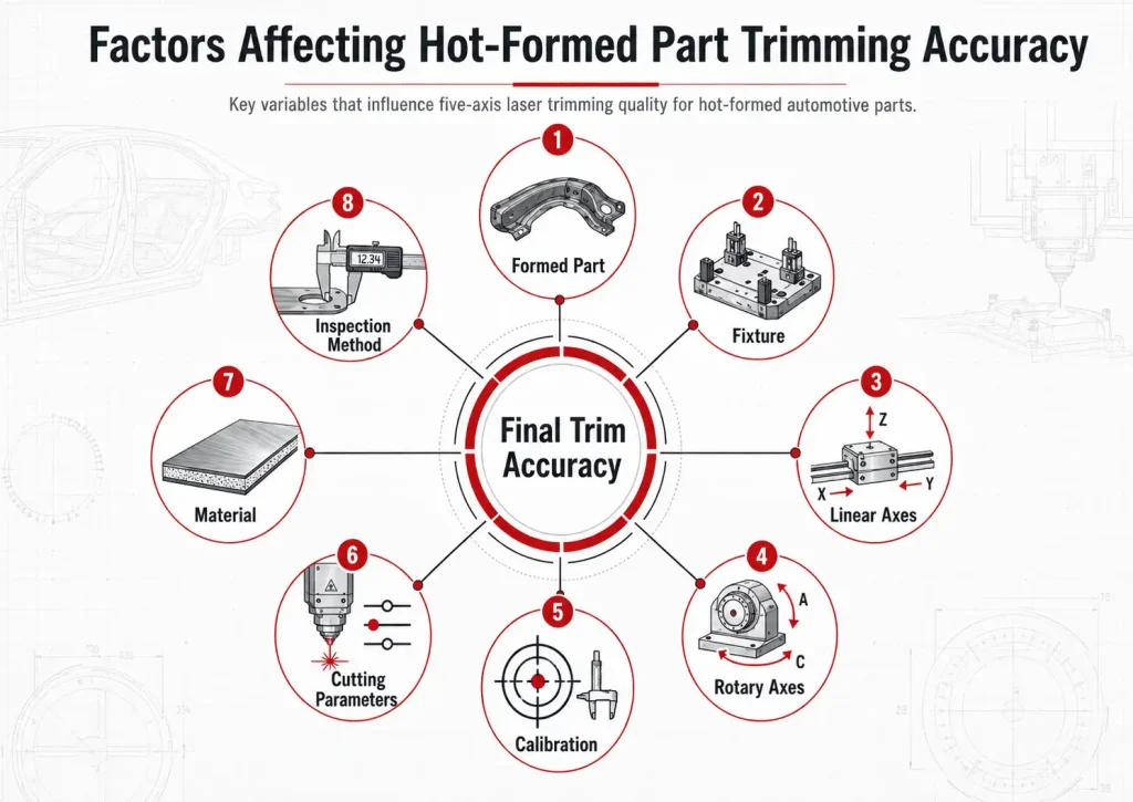 Factors affecting hot-formed part trimming accuracy