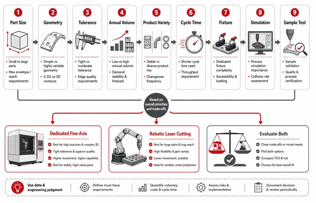 Five-Axis vs Robot Laser Cutting Decision Flow