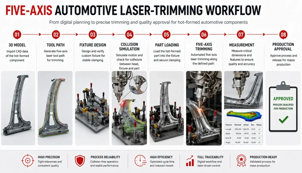 Five-axis automotive laser-trimming workflow