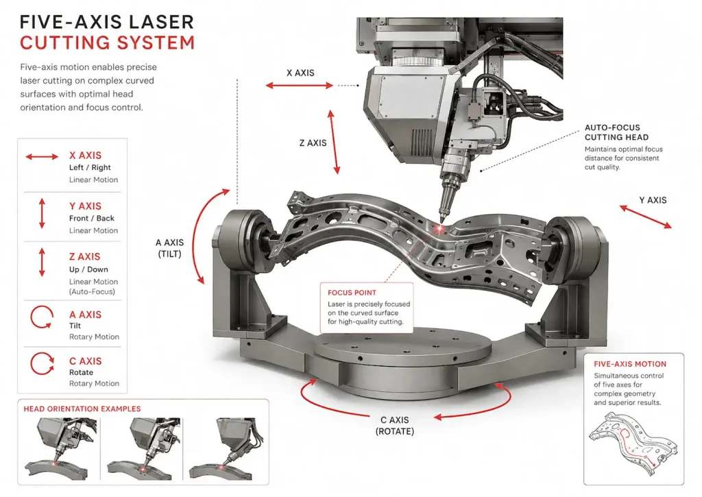 Five-axis laser cutting motion