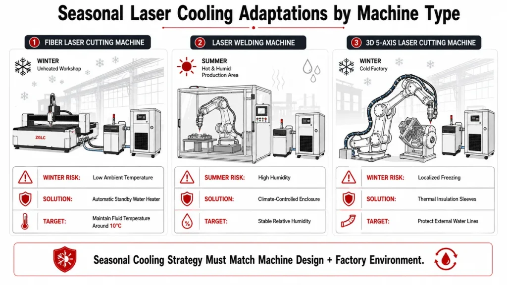 Seasonal laser cooling requirements for fiber laser cutting, laser welding, and 3D five-axis laser cutting machines