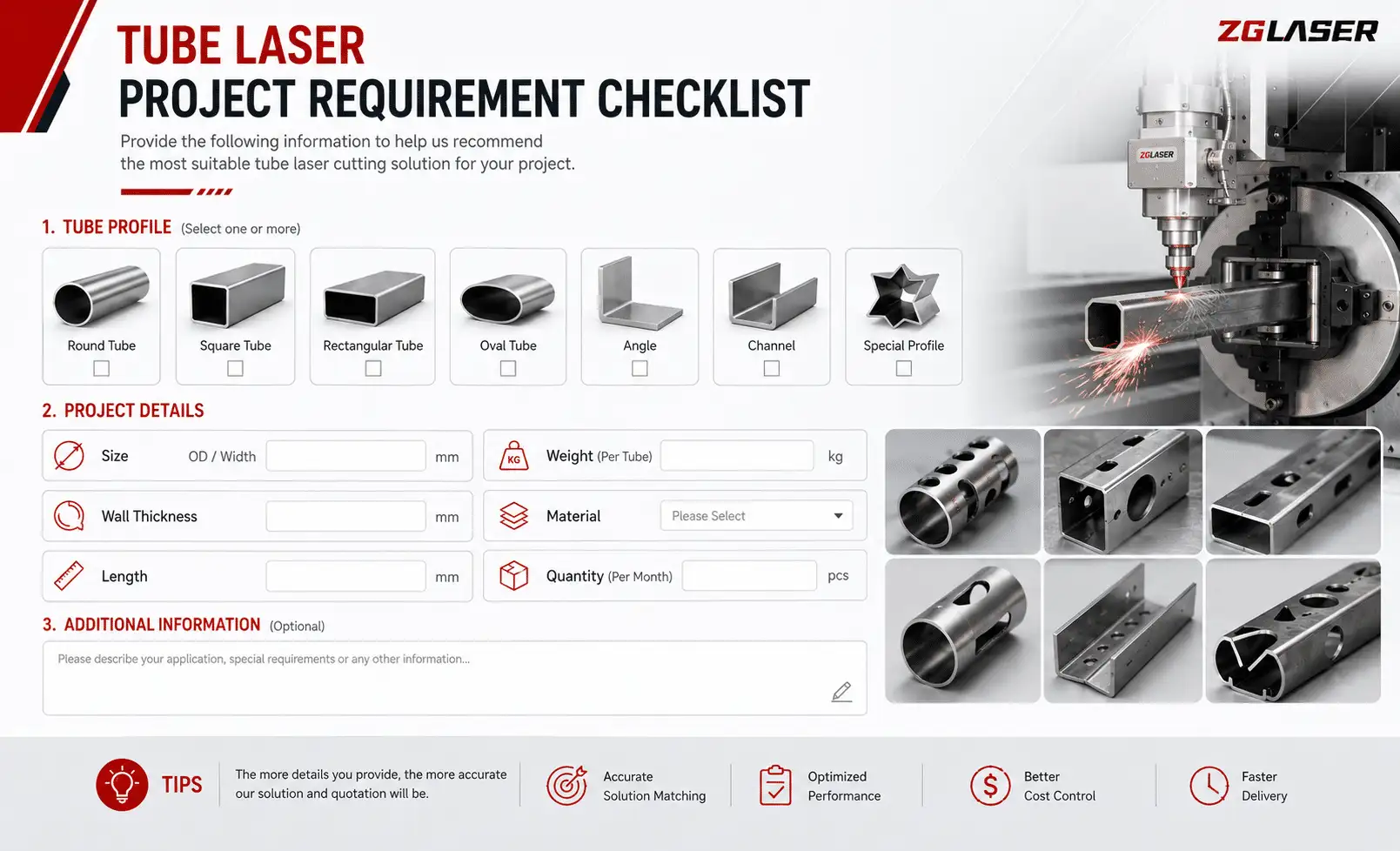 Tube laser cutting machine selection requirements for different tube profiles