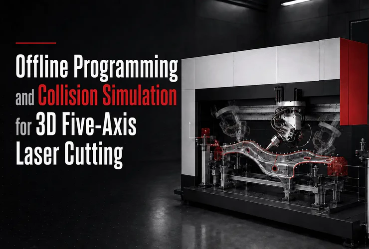 Offline programming and collision simulation for 3D five-axis laser cutting